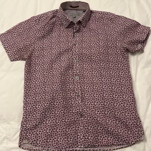 Ted Baker - Size 3 - Short Sleeve Button Up - Red floral Print